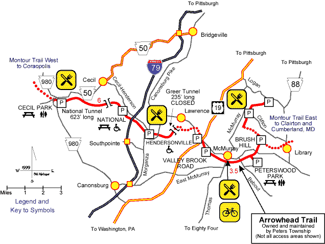 Montour Trail Map 3: Cecil Park to Library